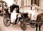 A classic old fashioned wedding carriage with horse