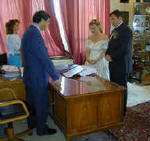 Signing the registry in Paphos - legalising the wedding ceremony - an important part of getting maried in Cyprus or anywhere else.